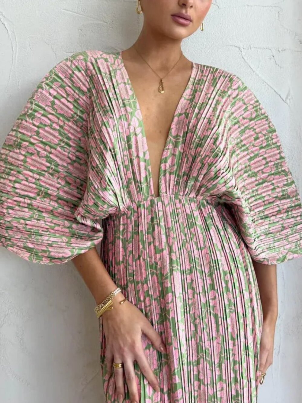 Sonya Gianna Forever Dress - Olive & Pink Floral